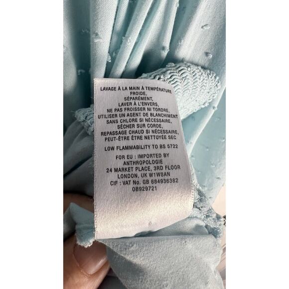 Maeve Anthropologie Womens Blue Rosa Swiss Dot Smocked Hem Blouse Sz XL - Picture 9 of 10